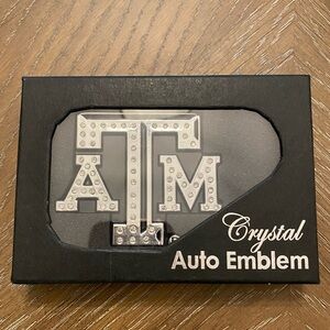Texas A&M Silver Auto Emblem with Crystal Accents